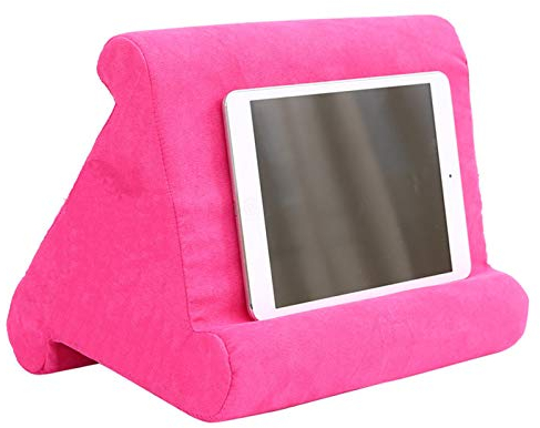 HEZHU Tablet Ständer Kissen Kissenständer Buchablage Multi Angle Soft Bed Pillow Holder Tragbarer Dreieck Tablet Ständer (Rosa)