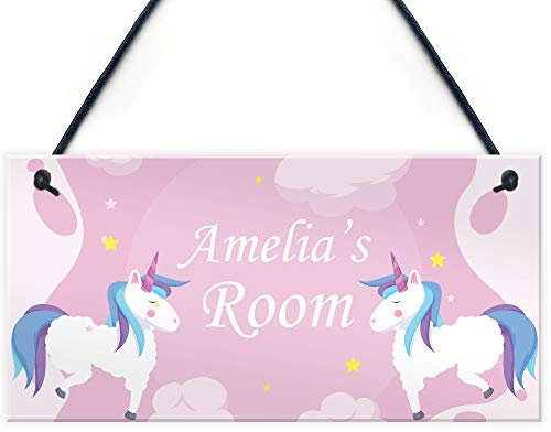 RED OCEAN UNICORN Gift For Daughter PERSONALISED Unicorn Bedroom Door Sign Gift