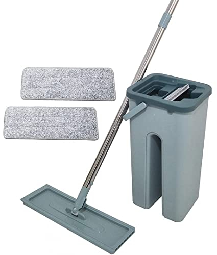 Venteo - Balai Magique - Balai extra large et pivotante 360° - Seau à 2 compartiments Nettoyage et Essorage - 2 lingettes microfibre