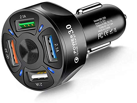 Chargeur de Voiture Rapide USB Adaptateur QC3.0, Chargeur de Téléphone de Voiture USB à 4 Ports Adaptateur de Voiture Multifonction pour iPhone, Samsung,GPS,iPad,Tablette,Appareil Android