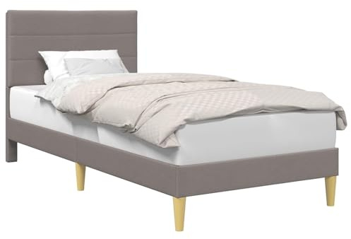 vidaXL Bettrahmen mit Kopfteil Taupe 100 x 200 cm Stoff, Moderner Bettrahmen für Dein Schlafzimmer, Elegantes rechteckiges Design, schicke Wohnmöbel, stilvolle Schlaflösung, Cooler Akzent