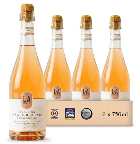 L.A Brewery | Non Alcoholic Sparkling Craft Kombucha Drink - English Blush - Pack of 6 x 750ml - Low Calorie Non Alcoholic Drinks - Kombucha Tea - Gluten Free & Vegan Soft Drinks | Brewed in the UK