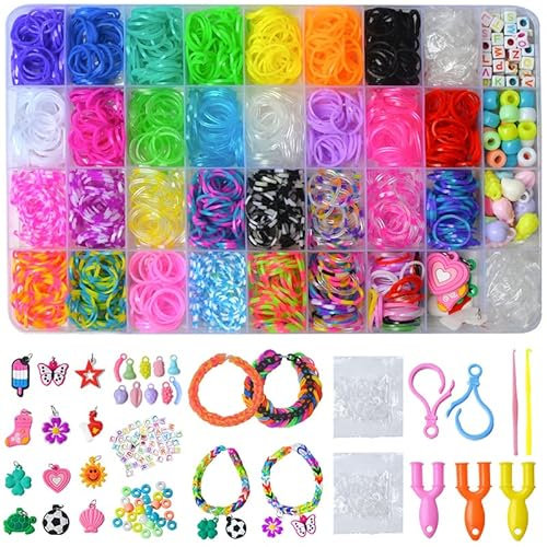 ROYWOO Rubber Bands for Bracelet,Premium Rubber Bands for Bracelet Making Kit DIY,Band Bracelet Mega Refill Kit Girls Gift,Colorful Jewelry Making Kit,Rubber Bands Refill Kit