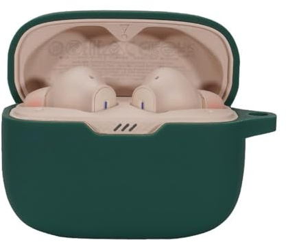 QINOUK Schutzhülle für JBL Tune 230NC TWS, [stoßfest] Premium Soft Silikon Ganzkörperschutz Hülle mit D-Form Clip, kompatibel mit JBL Tune 230NC TWS [Anti-Fingerabdruck]-Grün