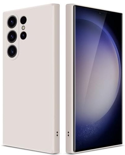 GiiYoon Case Compatible with Samsung Galaxy S23 Ultra, Silky-Soft Touch Full-Body Protective Phone Silicone Case, Shockproof Cover with Microfiber Lining, off white