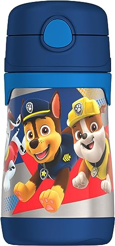 THERMOS Bouteille isotherme en acier inoxydable avec paille de 283,5 g Motif Pat' Patrouille Gar on