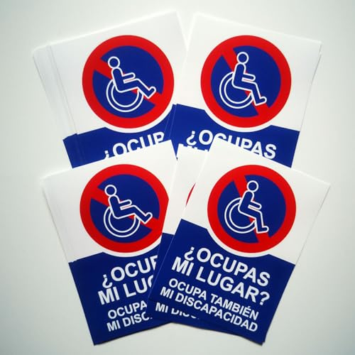 50 pegatinas. 12 × 12 cm. Si le quitas el sitio a un discapacitado, asume también sus limitaciones. Señal de papel de prohibido aparcar para pegar en los coches