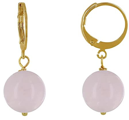 LES POULETTES BIJOUX - Boucles d'Oreilles Mini Créoles Plaqué Or et Perle de Quartz Rose