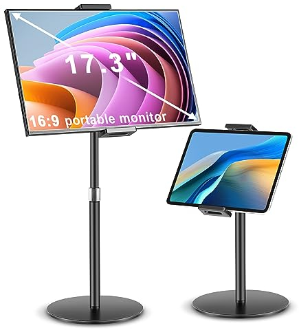 Purboah Tablet Stand Holder for iPad Large, Portable Monitor Stand for Desk 15.6'',17.3'', Holder for Kindle, Smartphones, Display, Adjustable Height Heavy, Wider Base
