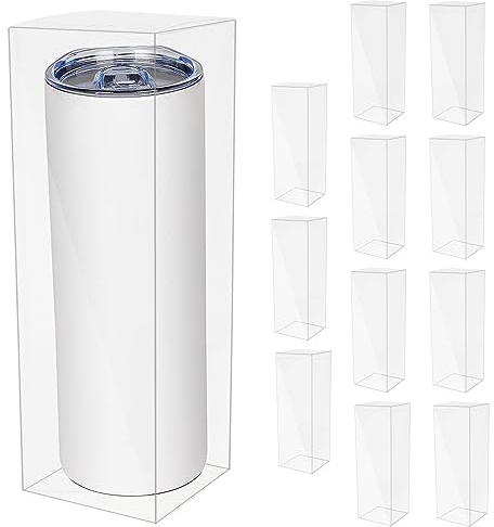 XiyaxiVici 12 pièces Boîtes Cadeaux pour gobelet à Sublimation Boîte Cadeau Transparente en PVC pour 340 ML, 567 ML et 850 ML Tasse Droite compacte 8,4 x 8,4 x 25 cm