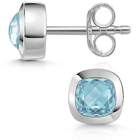 Materia Ohrstecker Silber 925 Damen Blautopas Edelstein SO-340-Blautopas