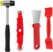 Kit d'outils de vitrage de fenêtre – 4 pièces d'outils de vitrage robustes : marteau en caoutchouc, pelle pour vitrage/déglaçage, rouleau de fenêtre rouge et grattoir en acier pour fenêtres, portes
