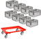 SSI Schäfer EuroBox ELB 4220 grau 40x30x22 cm, 20,4 L - gebraucht 8er Set inkl. neuem Rollwagen, Transportroller belastbar bis 300 kg, Kunststoffbehälter stapelbar, robuste Aufbewahrungskiste