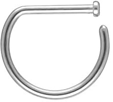 OTHER Piercing Nasenpiercing D-Ring Halbrund Nostril Nasenstecker Nasenring D-Form Damen Herren Nasen-Schmuck Piercings Titan Silber 0,8x10 mm