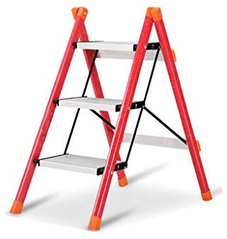 FLYIFE Taburete de Tres Peldaños Taburete de Escalera de Tres Peldaños, Plástico Reforzado con Fibra de Vidrio Escaleras de Tijera Baño Escalera de un Solo Lado Taburete de Escalera Estante de Almac