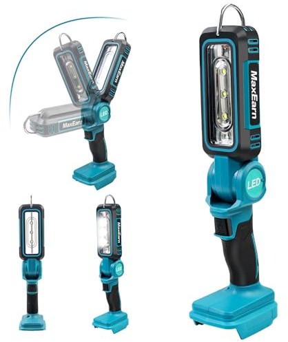 MaxEarn Cordless LED Work Light for Makita 18V, Portable LED Flashlight Work Light with 140° Pivoting Head, 1000LM Outdoor Torch for Car Repairing Camping Hiking Fishing Emergency (NO Battery)