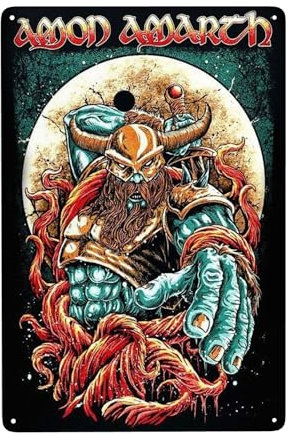 Amon Amarth Metall-Blechschild, Vintage-Wanddekoration für Zuhause, Büro, Café, Küche, Badezimmer, dekorative Wandkunst, Beschilderung, Retro-Schilder, Poster, Plakette