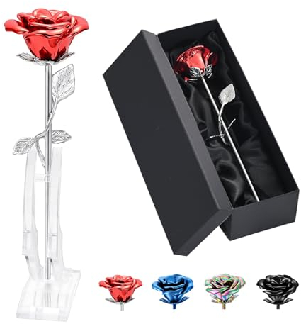 QGJNSGC Rosa Blume Andenken Urnen für menschliche Asche, Gedenk Urne Medaillon, Lang-Stiel Bunte Rosenblume Einäscherung Urnen, Beerdigung Urne für Asche Erwachsene Einäscherung Andenken für Asche