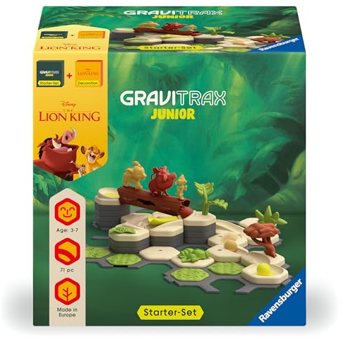 Ravensburger GraviTrax Junior Starter-Set Disney Lion King 73437 - Murmelbahn für Kinder ab 3 Jahren, mit Spielfiguren aus der König der Löwen-Welt