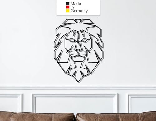 Löwe Metall Wanddeko, Wanddeko Aus Metall, Metall Wall Art, Wandbild aus Metall (Größe: 60 x 46 cm)