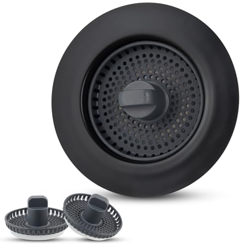 iFealClear Upgraded Kitchen Drain Stopper with 3 Baskets, 3-in-1 Plug Strainer, Odor Prevention and Clog Resistance, Stainless Steel Shell & ABS Filter, Suitable for Sinks with Hole Depth > 28 mm