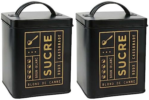 JARDIN DECO Boîte en métal noir mat Nora (Lot de 2) - Boîte de conservation rectangulaire durable et résistante aux changements de température - Robuste - Lavage à la main - Non micro-ondable