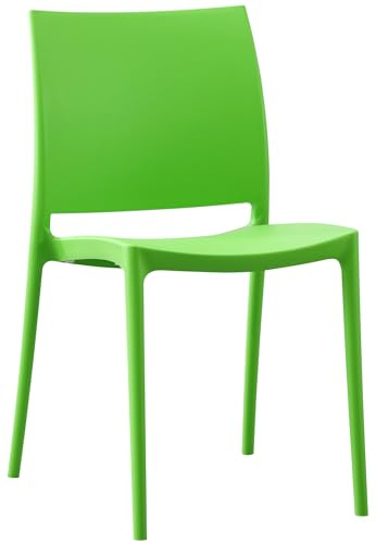 CLP Gartenstuhl Meton, Pflegeleichter Stapelstuhl aus Kunststoff, wetterfest und UV-beständig, belastbar bis 150 kg, Farbe:grün