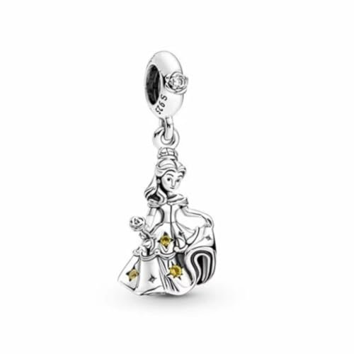GHMIOU Charms 925 Sterling Silber Charm Anhänger für Armband Charm Bead Pendant für Europäische Armbänder Halsketten Schmuck Geschenk für Damen Frauen (Belle)
