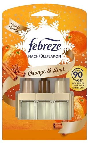 Febreze 3Volution Lufterfrischer Duftstecker Nachfüllflakon Orange & Zimt 20 ml, 3 Wechselnde Düfte Zum Bekämpfen Von Gerüchen