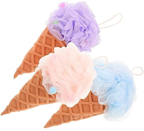 Gogogmee 3pcs Bath Sponges Exfoliating Bath Ball Shower Puff Portable Accessory Body Scrubber