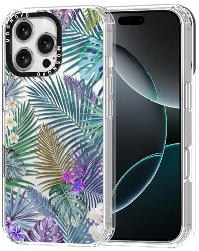 MOSNOVO Case for iPhone 16 Pro Max, [Buffertech 6.6ft Military-Grade Drop Protection] [Anti Peel Off Tech] Clear TPU Bumper Phone Case Cover Design - Tropical Rainforests