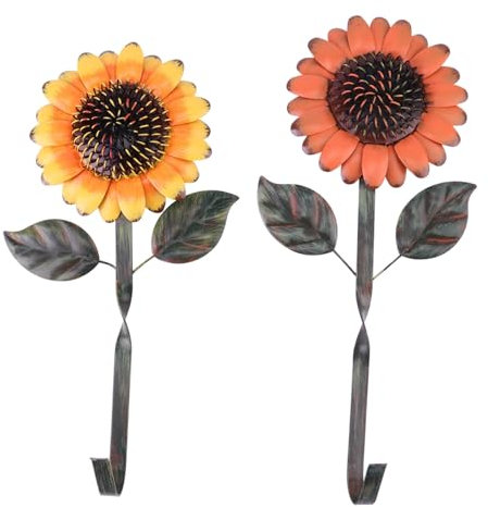 Hohopeti 2pezzi Gancio Decorativo Da Giardino Ferro Battuto Forma Di Girasole Per Decorazione Casa e Terrazzo Per Regali e Arredamento Esterno