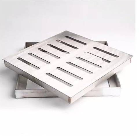 Griglia di scarico in acciaio inox per patio, vialetto o piscina, 30 x 30 x 2 cm, per esterni, giardino, doccia e deviatore di scarico delle piante