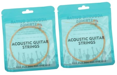 Gelb Rostfreie aus Kupfer Gitarrensaiten, Folk | Ersatz für Volksgitarren, Dekorative Ausführung, Leicht zu Wechseln, 12 Stück-pack