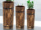 Juego de macetas altas de madera estilo bambú para decoración interior y exterior viene en 3 juegos surtidos con 3 tamaños surtidos por juego (S, M, L) (juegos grandes (58 cm, 54 cm, 50 cm)