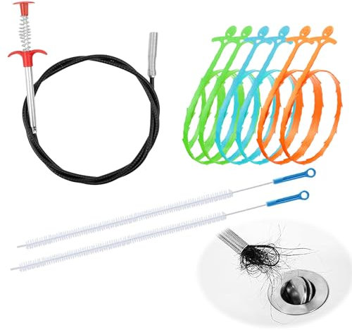 Yuqilin 9 Pezzi Stura Lavandini e Scarichi Sonda Sturatubi Molla,Sturatubi Spazzola per Tubo Flessibile del Lavandino Drain Snake Unblocker,Spring Pipe Dredging Tools per Pulizia Intasati