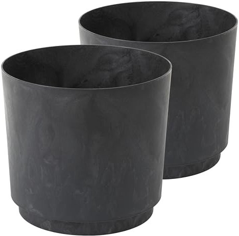 Tymar Macetero de plástico, 2 unidades (hormigón negro; diámetro de 28 cm)