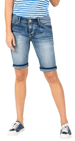 Timezone Damen Jeans Short Slim NALITZ - Mid Waist - Slim Fit - Blau W25-W33