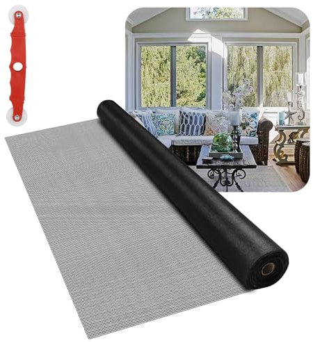 Rouleau de maille en fibre de verre durable pour fenêtre, piscine, porche, 91,4 x 25,4 m, facile à couper
