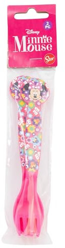Set de 2 couverts réutilisables en plastique composé d'une fourchette et d'une cuillère Minnie