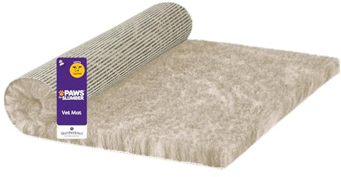 Slumberdown Fleece Pet Mat Small (60 x 40cm) - Ultra-Soft, Quick-Dry & Non-Slip Vet Bedding for Dogs, Puppies & Cats | UK-Made, Breathable, Non-Allergenic, Washable, Biscuit