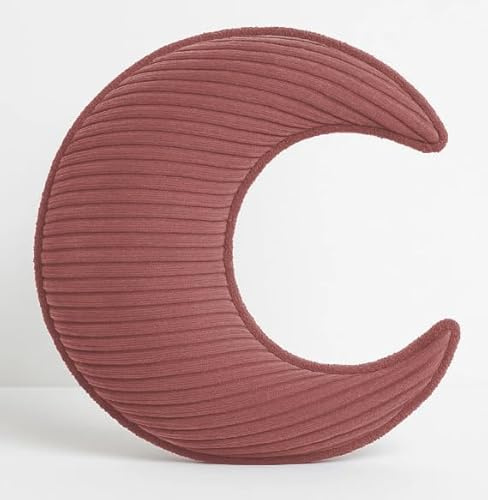 chilly pilley® Dekorative Kissen aus Cord – Mond, Herz & Wolke – Weiche Cordstoff Kuschelkissen für Kinderzimmer, Sofa & Bett – Zierkissen (Rosa, Mond)