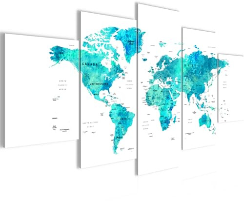 Runa Art - Bilder Abstrakt 200L x 100B cm 5 Teilig XXL Wanddekoration Design Türkis Blau 056251a