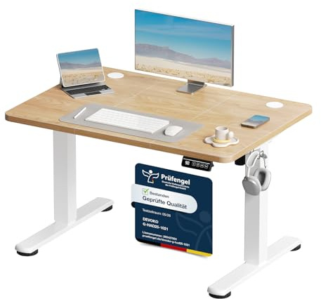 Devoko Elektrisch Höhenverstellbarer Schreibtisch 100 x 60cm,Beige | Schreibtisch Höhenverstellbar Tisch, Steh-Sitz Bürotisch, Computertisch mit Memory-Funktion, Stehpult, Standing Desk