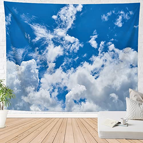 Wandteppich Blauer Himmel Wolken Wandtuch Polyester Stoff Waschbar Tapestry für Kinder Schlafzimmer Wohnzimmer Wohnheim Wand Dekor Wand Teppiche Aesthetic Wandbehang 150x130 cm