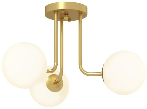 HOMCOM LED Ceiling Light with Globe Shades, 3-Light, G9 Sockets, Gold Tone | Modern Style, for Living Room, Bedroom, Dining Room, Bulbs Not Included
