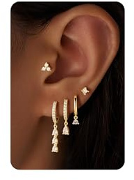 TINGN Gold Hängend Ohrringe Hängend Set für Damen Hypoallergen 14 Karat Vergoldet Tropfenförmige Ohrhänger Zarte Zirkonia Creolen Flache Ohrstecker Knorpelohrringe Schmuckgeschenk für Frauen