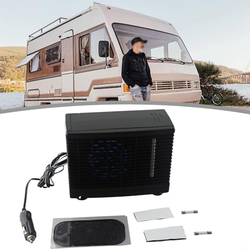 Ventilador de aire acondicionado portátil de 12 V, aire acondicionado de coche con tanque de agua fría, enfriador de aire para viajes, camping y barco, funcionamiento silencioso para uso doméstico y