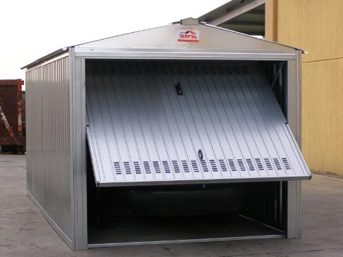 Box casetta in lamiera zincata con struttura in acciaio zincato mt. 5,07x2,60x2,11 h con porta basculante mod. SAPILBOX