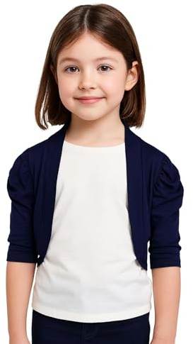 New Kids Girls Ruched Sleeve Stylish Shrug Bolero Cropped Cardigan 2-13 Years